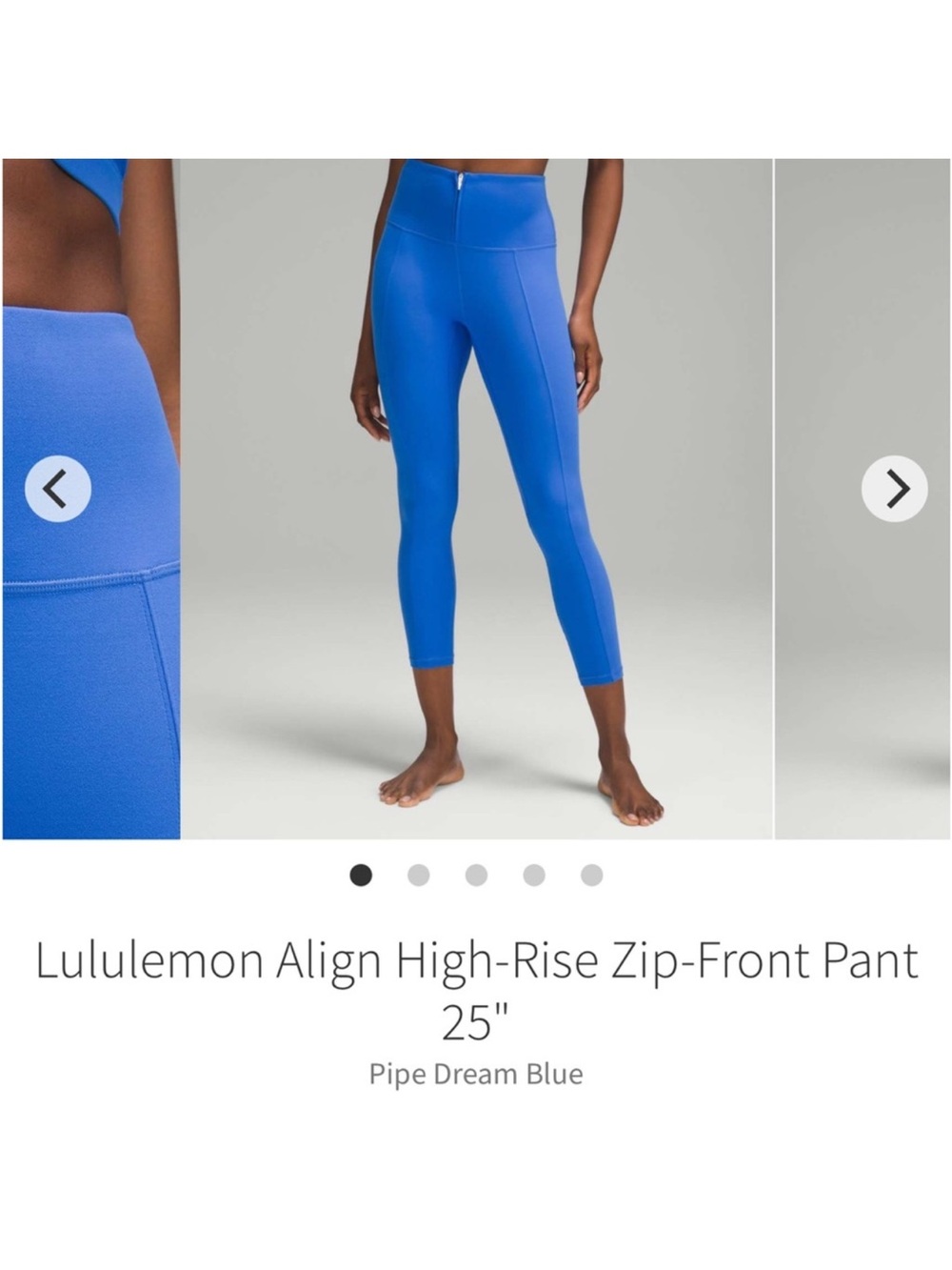 Lululemon Align High Rise Front Zip Pants 25” Pipe Dream Blue Sz 2